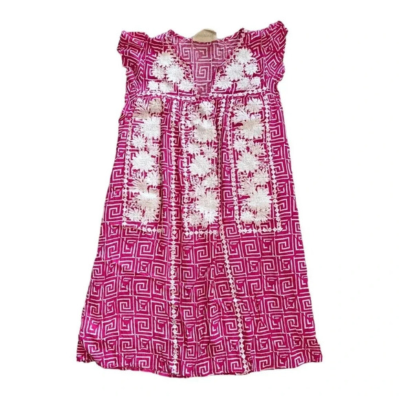 Savanna Jane Pink Embroidered Boho Shift Dress S - Picture 1 of 4